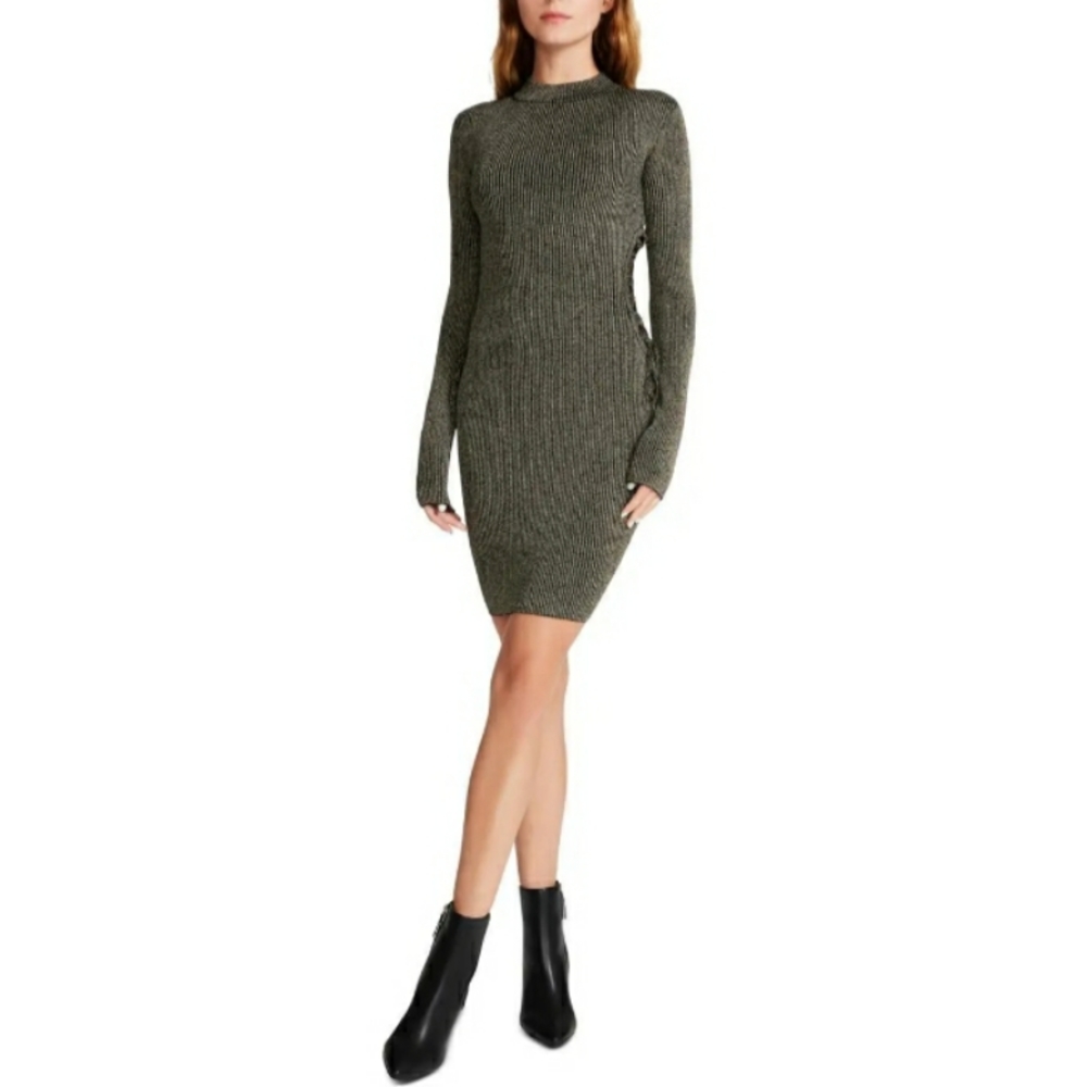 Madden Girl Womens Black Metallic Lace-up Bodycon Dress Juniors SIZE XL